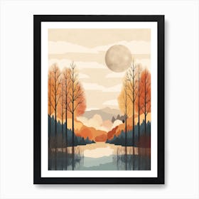 Autumn , Fall, Landscape, Inspired By National Park in the USA, Lake, Great Lakes, Boho, Beach, Minimalist Canvas Print, Travel Poster, Autumn Decor, Fall Decor 34 Art Print