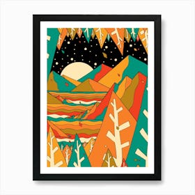 Trees And Lakes Art Print