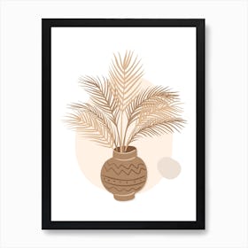 Palm Tree In A Pot Beige Boho Botanical Art Print