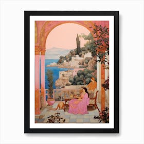 Bodrum Turkey 1 Vintage Pink Travel Illustration Art Print