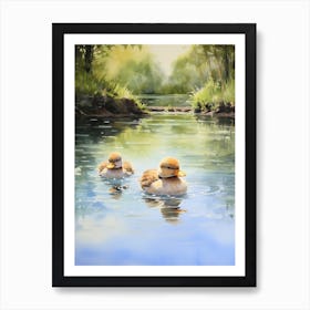 Ducklings Swimming Along 2 Art Print