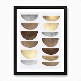 Gold and metal circles 9 Art Print