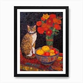 Marigold With A Cat 2 Art Nouveau Klimt Style Art Print