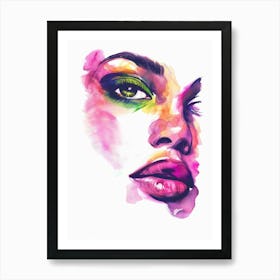 Watercolor Of A Woman'S Face 1 Art Print