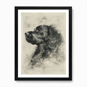 Clumber Spaniel Dog Charcoal Line 2 Art Print