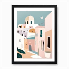 Paros Greece Muted Pastel Tropical Destination Art Print