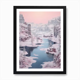 Dreamy Winter Painting Yellowstone National Park United States 1 Póster