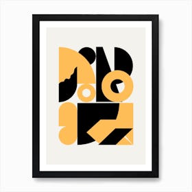 Abstract Geometrical Shapes In Yellow Art Print
