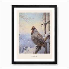 Vintage Winter Animal Painting Poster Grouse 3 Art Print