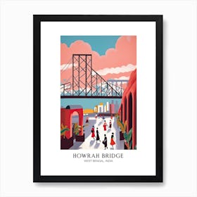 Howrah Bridge, West Bengal, India Colourful 3 Travel Poster Art Print