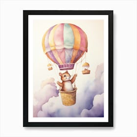 Baby Squirrel 1 In A Hot Air Balloon Art Print