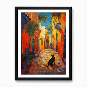 Painting Of Marrakech With A Cat In The Style Of Fauvism 1 Art Print