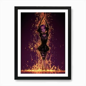 Anime Girl In Flames Art Print