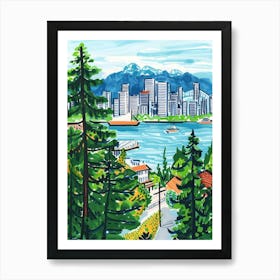 Travel Poster Happy Places Vancouver 4 Art Print