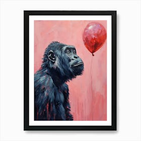 Cute Gorilla 1 With Balloon Art Print