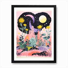 Abstract Botanical Collage Risograph Style 2 Art Print