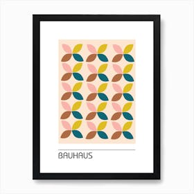 Bauhaus Geometric Flowers Pink Yellow Art Print