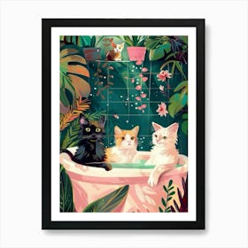 Cats In The Tub Art Print