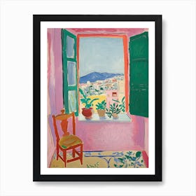 Green Open Window Art Print