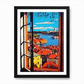 Window View Of Stockholm Sweden In The Style Of Pop Art 2 Art Print