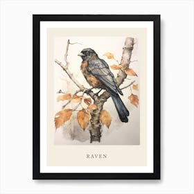 Beatrix Potter Inspired  Animal Watercolour Raven 1 Art Print