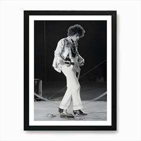 Jimi Hendrix Performing At The Hollywood Bowl Vintage Art Print