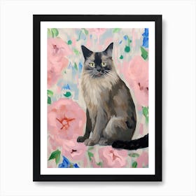 A Birman Cat Painting, Impressionist Painting 3 Art Print