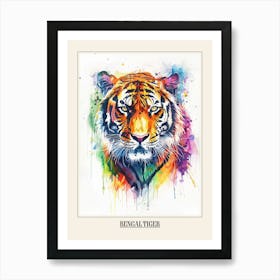 Bengal Tiger Colourful Watercolour 4 Poster Art Print