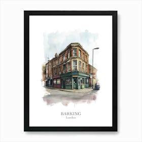 Barking London Borough   Street Watercolour 2 Poster Art Print