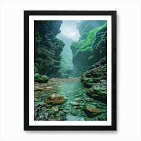 Waterfall In A Canyon Art Print