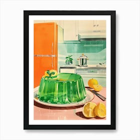 Retro Bright Green Jelly Vintage Cookbook Inspired 2 Art Print