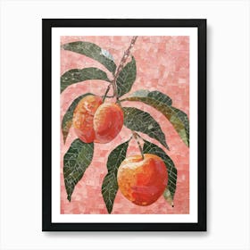 Disco Ball Peaches Mosaic Painting Kitchen Art Print