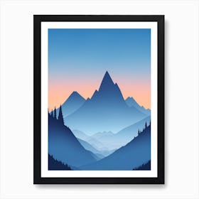 Misty Mountains Vertical Composition In Blue Tone 29 Art Print