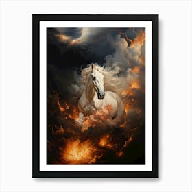 Blazing White Horse Art Print