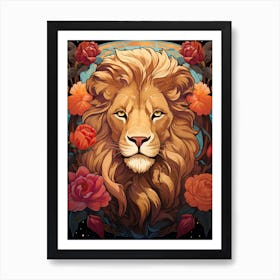 Lion Art Painting  Art Nouveau 3 Art Print