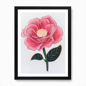 Minimalistisch pinke Rose Malerei Mit Leichter Struktur Art Print