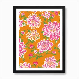 Primrose Floral Print Retro Pattern 1 Flower Art Print