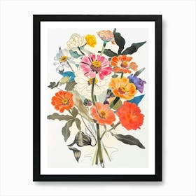 Zinnia 2 Collage Flower Bouquet Art Print