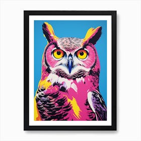 Andy Warhol Style Bird Great Horned Owl 2 Art Print