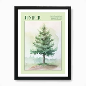 Juniper Tree Atmospheric Watercolour Painting 4 Poster Art Print