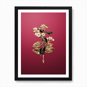 Gold Botanical Tall Calotropis Flower on Viva Magenta n.0481 Art Print