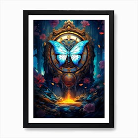 Clock In The Forest Art Print