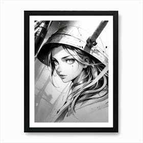 Anime Girl In A Hat Art Print