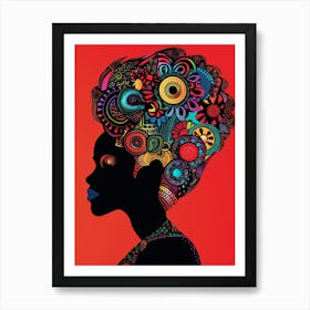 Portrait Of A Woman With Colorful Hair Art Print