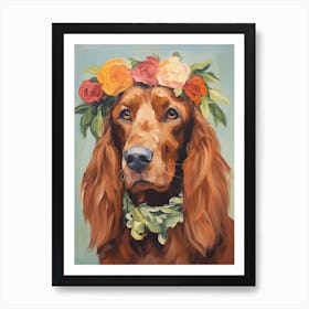 Irish Setter Portrait With A Flower Crown, Matisse Painting Style 3 Art Print