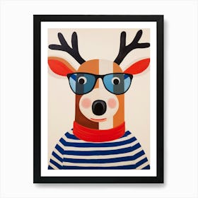 Little Reindeer 2 Wearing Sunglasses Art Print