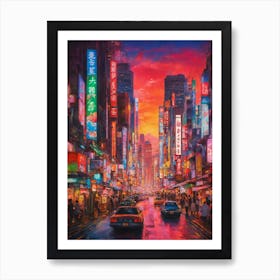 Hong Kong City At Sunset Art Print