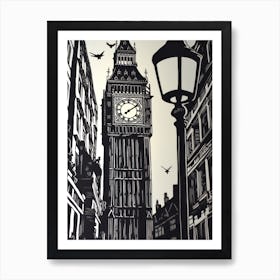London England Linocut Illustration Style 4 Art Print