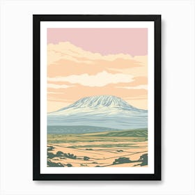 Mount Kenya Color Line Drawing (1) Art Print