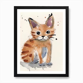 A Kitten Watercolour Childrens Drawing 1watercolour Art Print